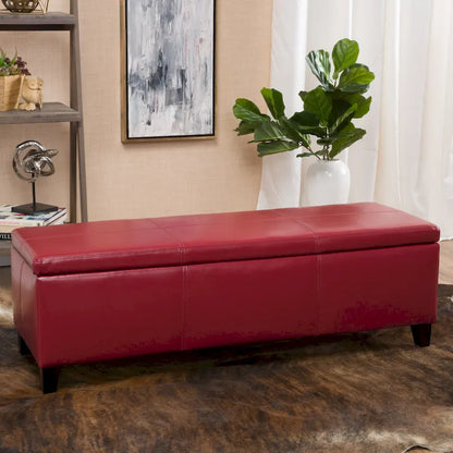 Banc de rangement ottoman en similicuir – 130 cm (L) x 44,5 cm (P) x 41 cm (H), plusieurs couleurs