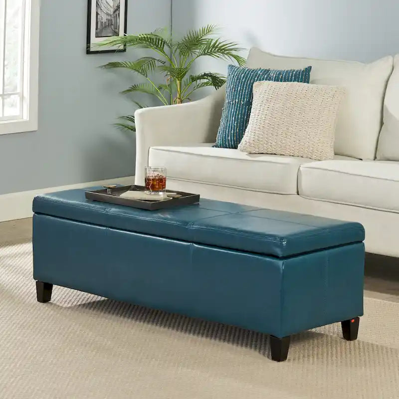 Banc de rangement ottoman en similicuir – 130 cm (L) x 44,5 cm (P) x 41 cm (H), plusieurs couleurs