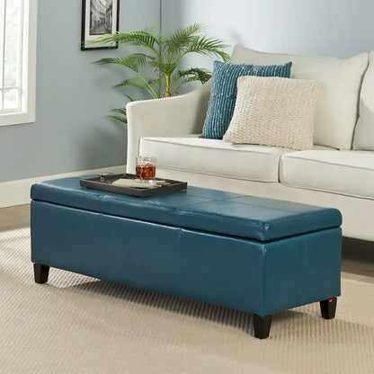 Banc de rangement ottoman en similicuir – 130 cm (L) x 44,5 cm (P) x 41 cm (H), plusieurs couleurs