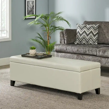 Banc de rangement ottoman en similicuir – 130 cm (L) x 44,5 cm (P) x 41 cm (H), plusieurs couleurs