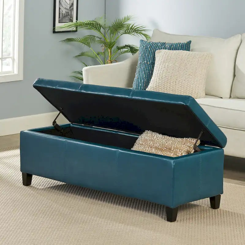 Banc de rangement ottoman en similicuir – 130 cm (L) x 44,5 cm (P) x 41 cm (H), plusieurs couleurs