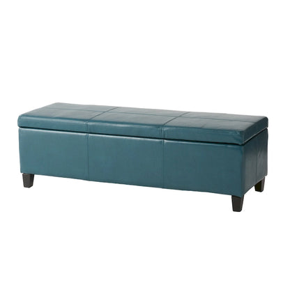 Banc de rangement ottoman en similicuir – 130 cm (L) x 44,5 cm (P) x 41 cm (H), plusieurs couleurs
