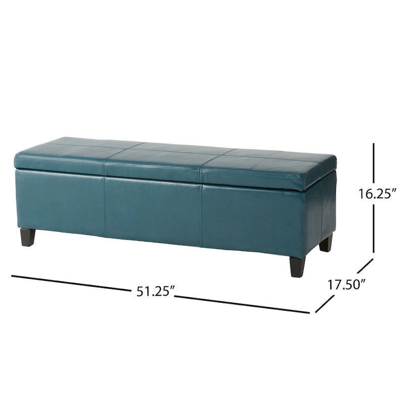 Banc de rangement ottoman en similicuir – 130 cm (L) x 44,5 cm (P) x 41 cm (H), plusieurs couleurs