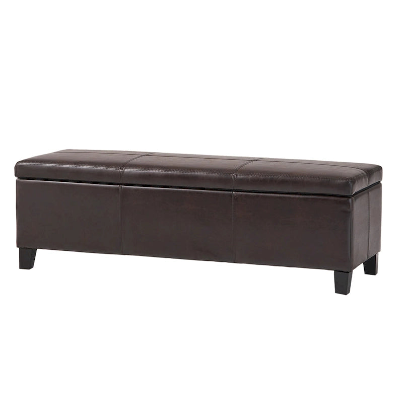 Banc de rangement ottoman en similicuir – 130 cm (L) x 44,5 cm (P) x 41 cm (H), plusieurs couleurs