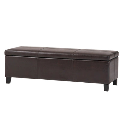 Banc de rangement ottoman en similicuir – 130 cm (L) x 44,5 cm (P) x 41 cm (H), plusieurs couleurs