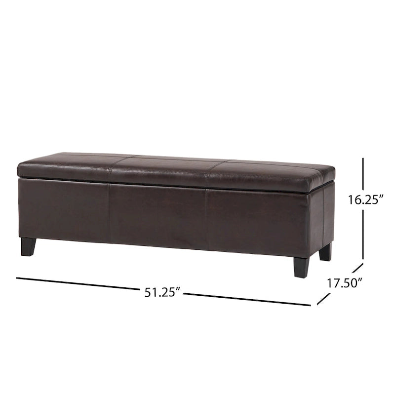 Banc de rangement ottoman en similicuir – 130 cm (L) x 44,5 cm (P) x 41 cm (H), plusieurs couleurs