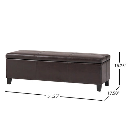 Banc de rangement ottoman en similicuir – 130 cm (L) x 44,5 cm (P) x 41 cm (H), plusieurs couleurs