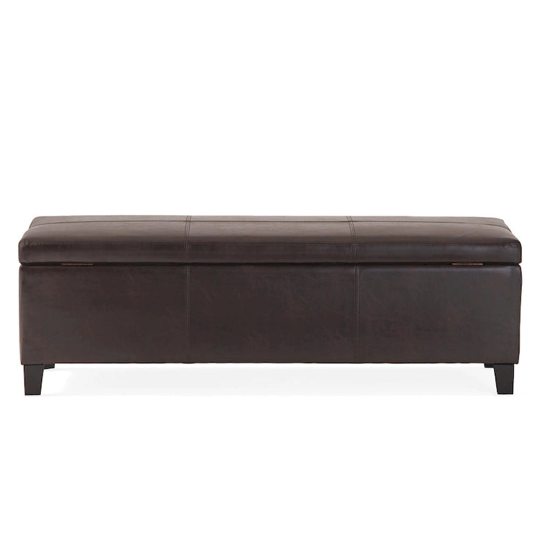 Banc de rangement ottoman en similicuir – 130 cm (L) x 44,5 cm (P) x 41 cm (H), plusieurs couleurs