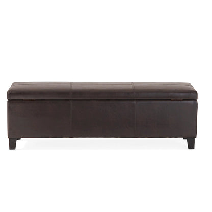 Banc de rangement ottoman en similicuir – 130 cm (L) x 44,5 cm (P) x 41 cm (H), plusieurs couleurs