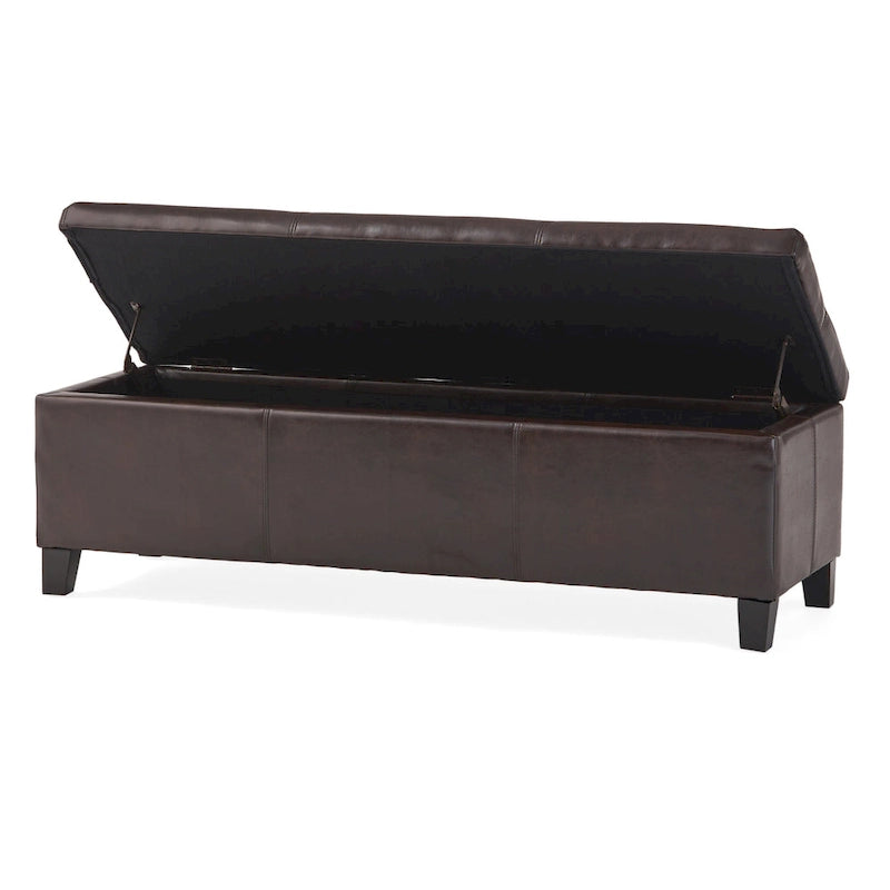 Banc de rangement ottoman en similicuir – 130 cm (L) x 44,5 cm (P) x 41 cm (H), plusieurs couleurs