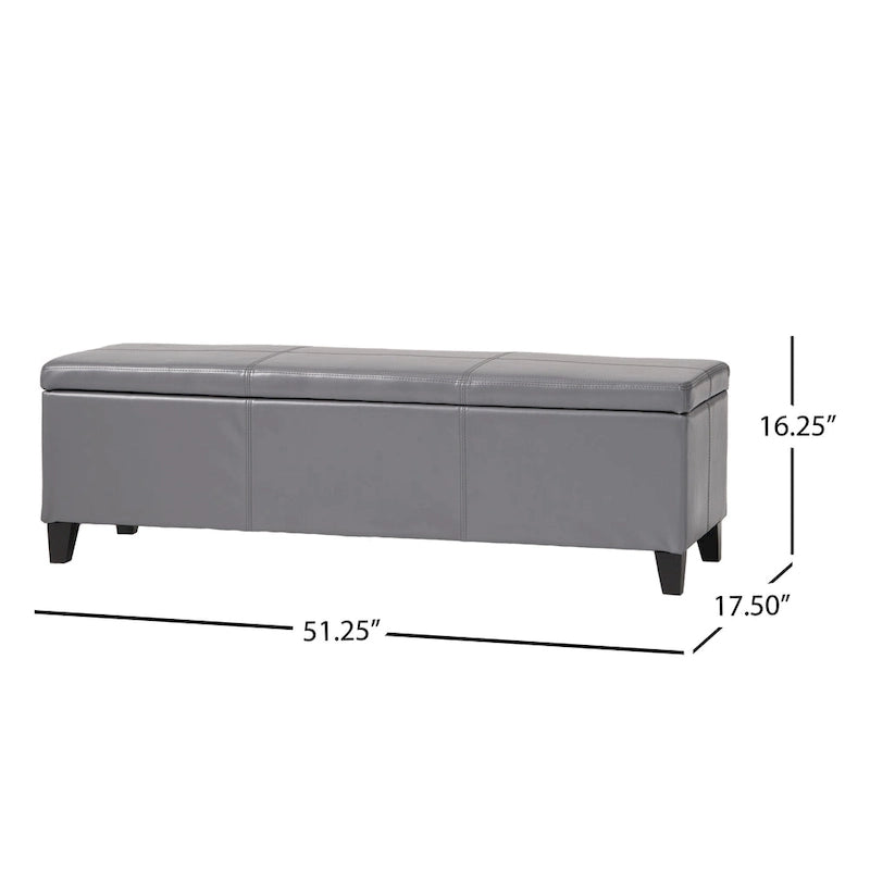 Banc de rangement ottoman en similicuir – 130 cm (L) x 44,5 cm (P) x 41 cm (H), plusieurs couleurs