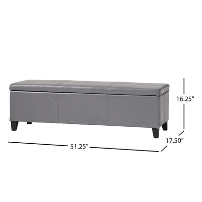 Banc de rangement ottoman en similicuir – 130 cm (L) x 44,5 cm (P) x 41 cm (H), plusieurs couleurs