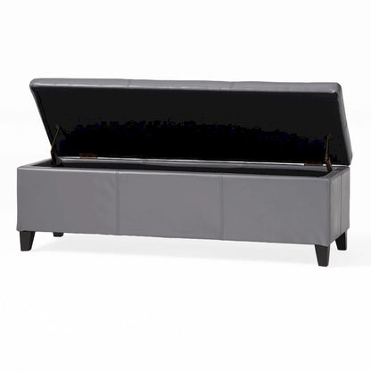 Banc de rangement ottoman en similicuir – 130 cm (L) x 44,5 cm (P) x 41 cm (H), plusieurs couleurs