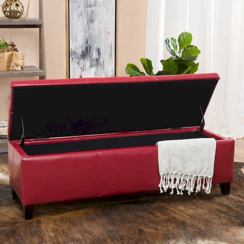 Banc de rangement ottoman en similicuir – 130 cm (L) x 44,5 cm (P) x 41 cm (H), plusieurs couleurs