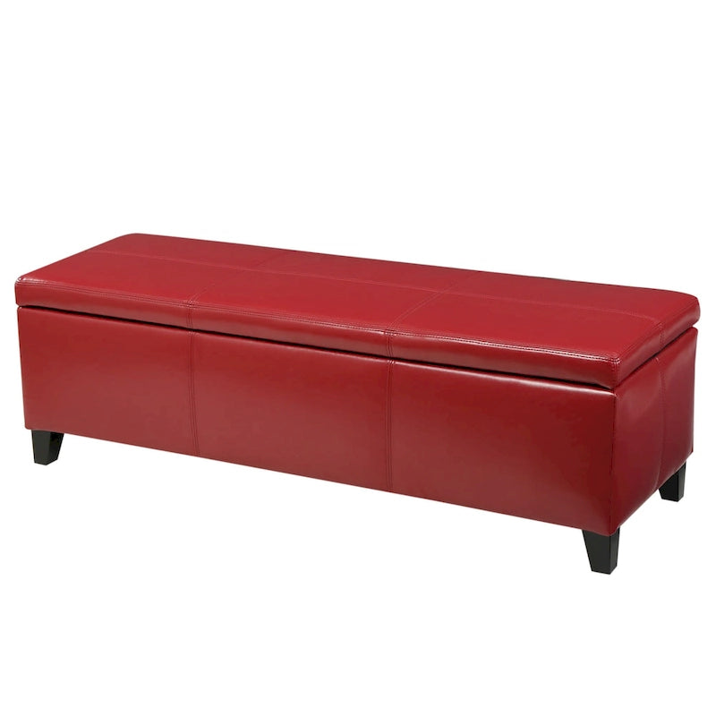 Banc de rangement ottoman en similicuir – 130 cm (L) x 44,5 cm (P) x 41 cm (H), plusieurs couleurs