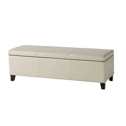 Banc de rangement ottoman en similicuir – 130 cm (L) x 44,5 cm (P) x 41 cm (H), plusieurs couleurs