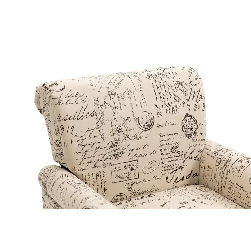 Fauteuil d'appoint moderne du milieu du siècle, Fauteuil en lin avec dossier capitonné/Pieds en bois