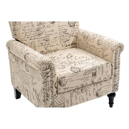 Fauteuil d'appoint moderne du milieu du siècle, Fauteuil en lin avec dossier capitonné/Pieds en bois