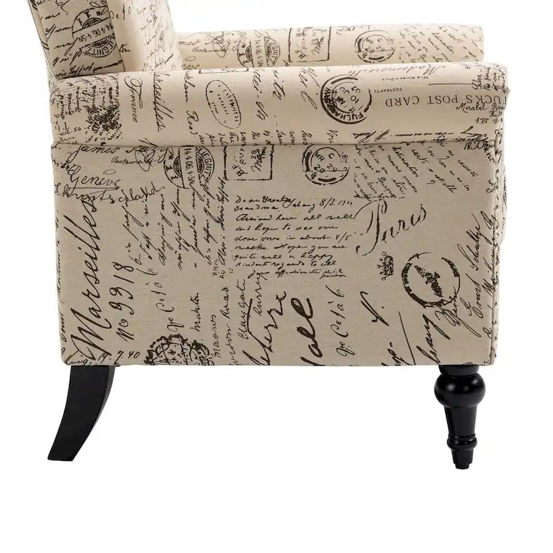 Fauteuil d'appoint moderne du milieu du siècle, Fauteuil en lin avec dossier capitonné/Pieds en bois