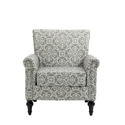 Fauteuil d'appoint moderne du milieu du siècle, Fauteuil en lin avec dossier capitonné/Pieds en bois