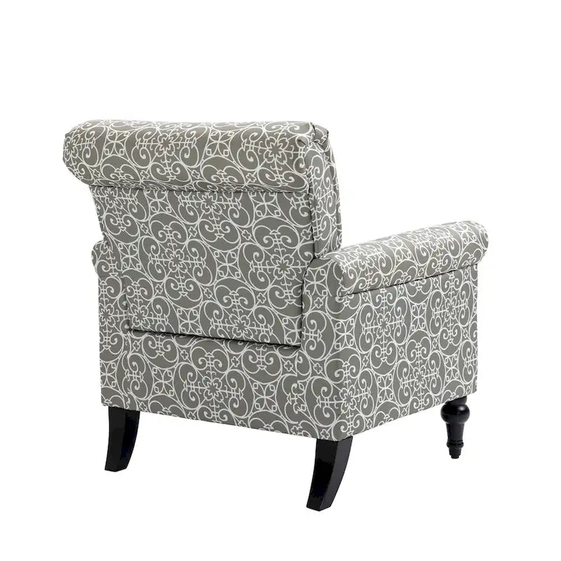 Fauteuil d'appoint moderne du milieu du siècle, Fauteuil en lin avec dossier capitonné/Pieds en bois