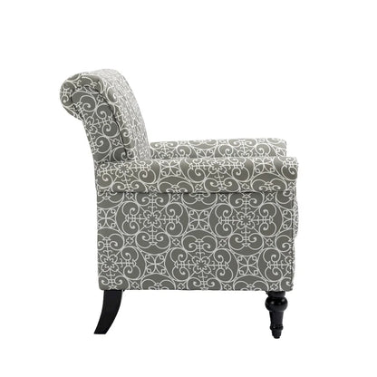 Fauteuil d'appoint moderne du milieu du siècle, Fauteuil en lin avec dossier capitonné/Pieds en bois