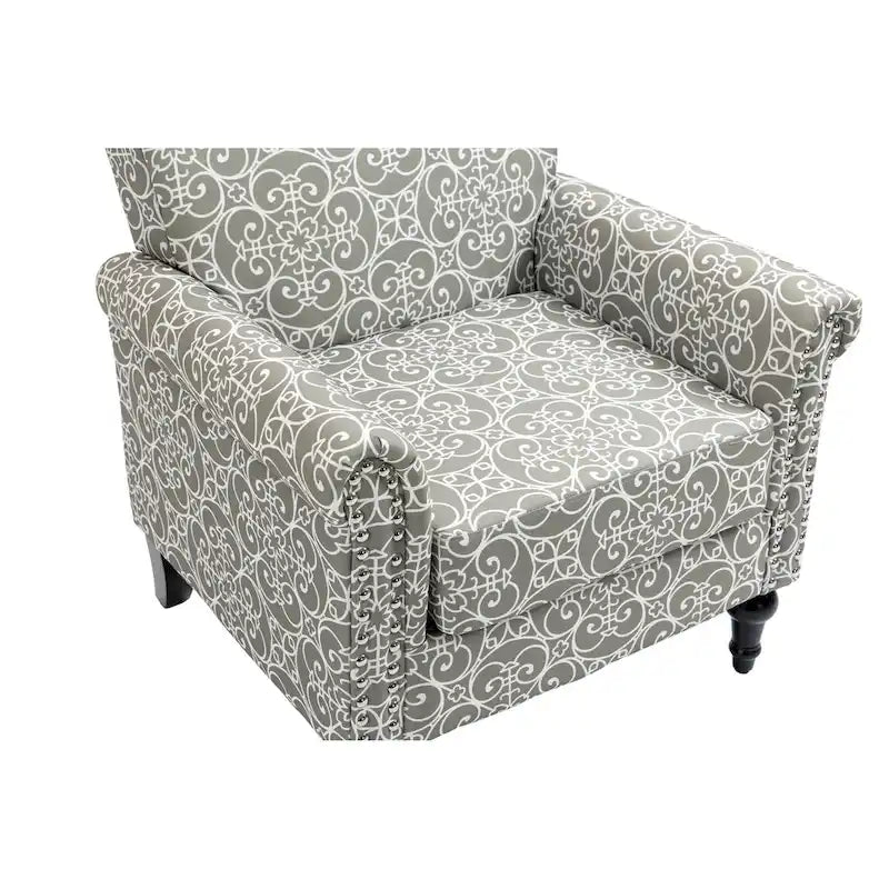 Fauteuil d'appoint moderne du milieu du siècle, Fauteuil en lin avec dossier capitonné/Pieds en bois
