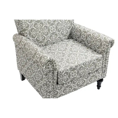 Fauteuil d'appoint moderne du milieu du siècle, Fauteuil en lin avec dossier capitonné/Pieds en bois