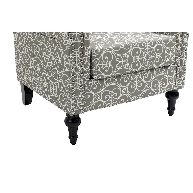 Fauteuil d'appoint moderne du milieu du siècle, Fauteuil en lin avec dossier capitonné/Pieds en bois