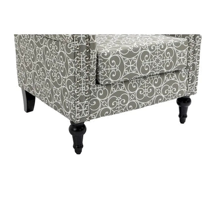 Fauteuil d'appoint moderne du milieu du siècle, Fauteuil en lin avec dossier capitonné/Pieds en bois