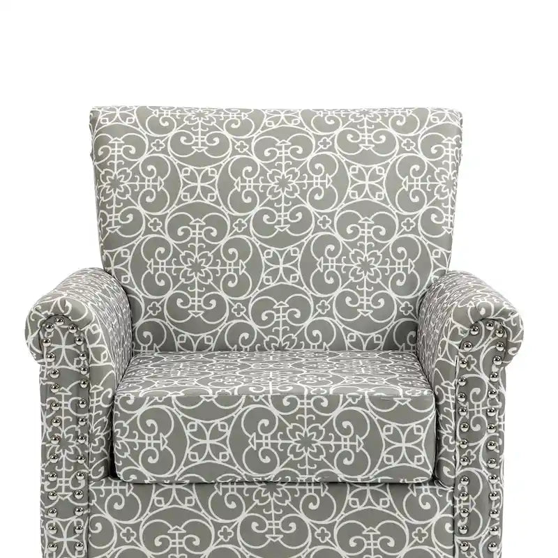 Fauteuil d'appoint moderne du milieu du siècle, Fauteuil en lin avec dossier capitonné/Pieds en bois