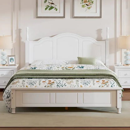 Cadre de lit plateforme Rétro en bois massif Grand lit/Lit double – 23 cm de rangement sous le lit
