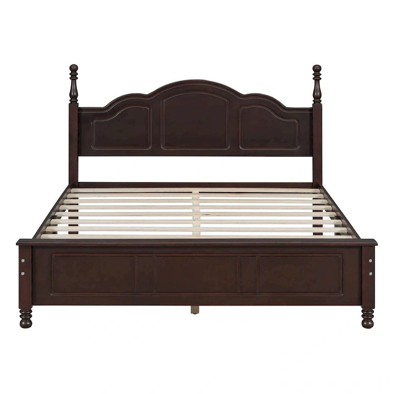 Cadre de lit plateforme Rétro en bois massif Grand lit/Lit double – 23 cm de rangement sous le lit