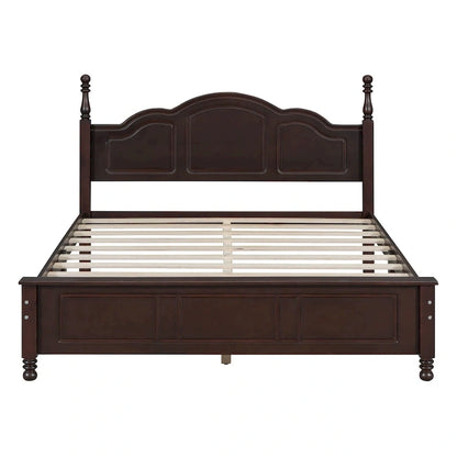 Cadre de lit plateforme Rétro en bois massif Grand lit/Lit double – 23 cm de rangement sous le lit