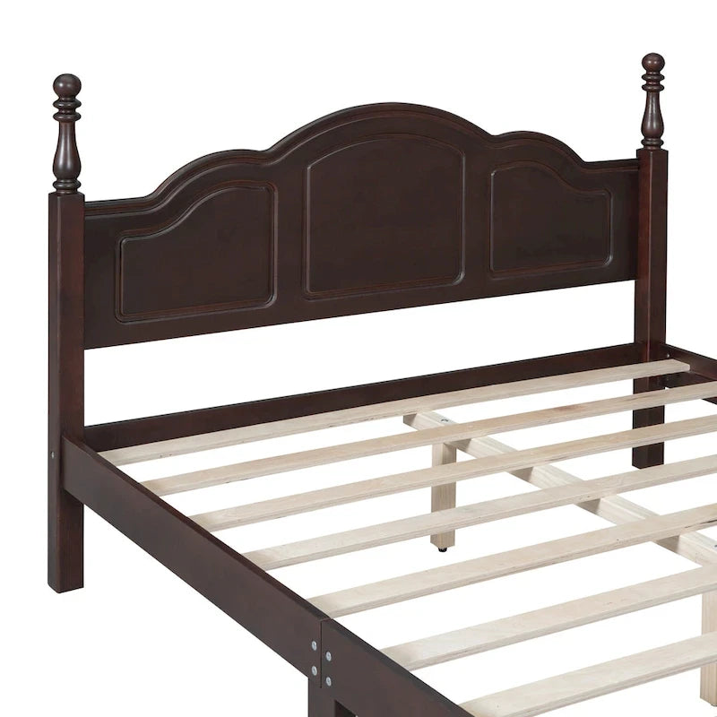 Cadre de lit plateforme Rétro en bois massif Grand lit/Lit double – 23 cm de rangement sous le lit