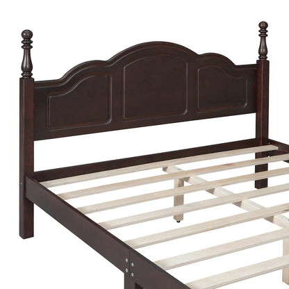 Cadre de lit plateforme Rétro en bois massif Grand lit/Lit double – 23 cm de rangement sous le lit