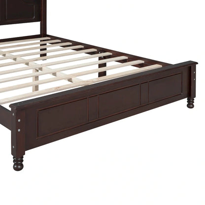 Cadre de lit plateforme Rétro en bois massif Grand lit/Lit double – 23 cm de rangement sous le lit