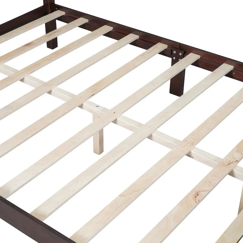 Cadre de lit plateforme Rétro en bois massif Grand lit/Lit double – 23 cm de rangement sous le lit