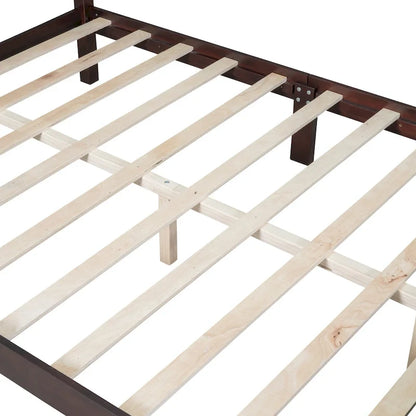 Cadre de lit plateforme Rétro en bois massif Grand lit/Lit double – 23 cm de rangement sous le lit
