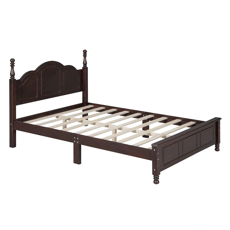 Cadre de lit plateforme Rétro en bois massif Grand lit/Lit double – 23 cm de rangement sous le lit