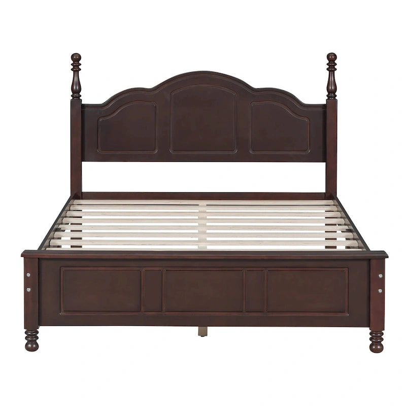 Cadre de lit plateforme Rétro en bois massif Grand lit/Lit double – 23 cm de rangement sous le lit
