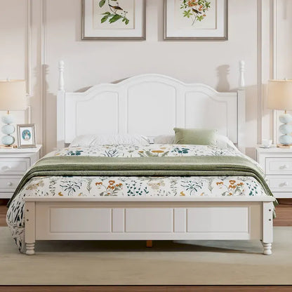 Cadre de lit plateforme Rétro en bois massif Grand lit/Lit double – 23 cm de rangement sous le lit