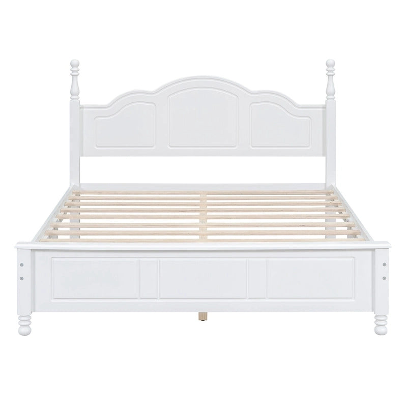 Cadre de lit plateforme Rétro en bois massif Grand lit/Lit double – 23 cm de rangement sous le lit