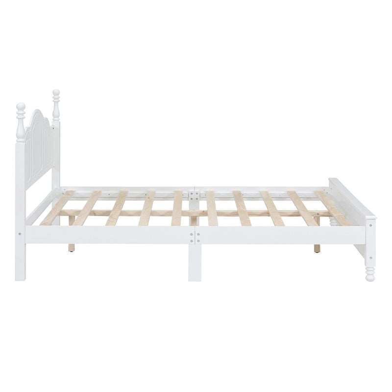 Cadre de lit plateforme Rétro en bois massif Grand lit/Lit double – 23 cm de rangement sous le lit