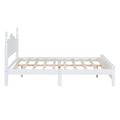 Cadre de lit plateforme Rétro en bois massif Grand lit/Lit double – 23 cm de rangement sous le lit
