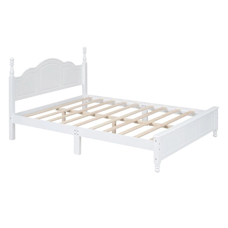 Cadre de lit plateforme Rétro en bois massif Grand lit/Lit double – 23 cm de rangement sous le lit