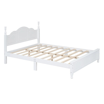 Cadre de lit plateforme Rétro en bois massif Grand lit/Lit double – 23 cm de rangement sous le lit