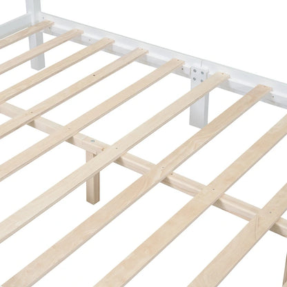 Cadre de lit plateforme Rétro en bois massif Grand lit/Lit double – 23 cm de rangement sous le lit