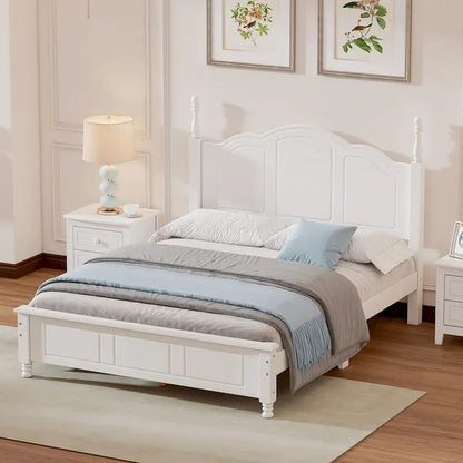 Cadre de lit plateforme Rétro en bois massif Grand lit/Lit double – 23 cm de rangement sous le lit