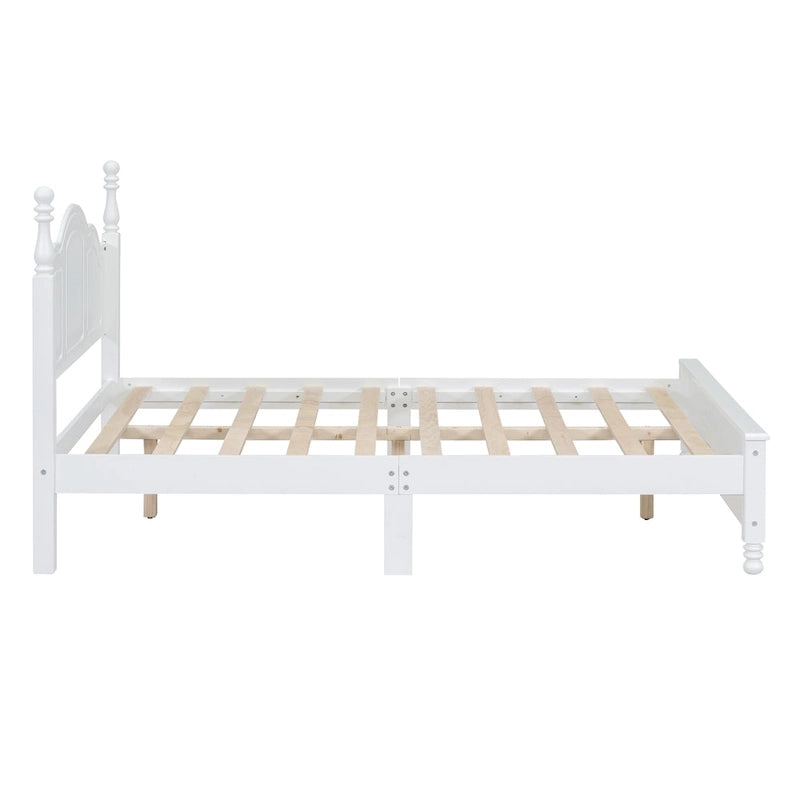 Cadre de lit plateforme Rétro en bois massif Grand lit/Lit double – 23 cm de rangement sous le lit